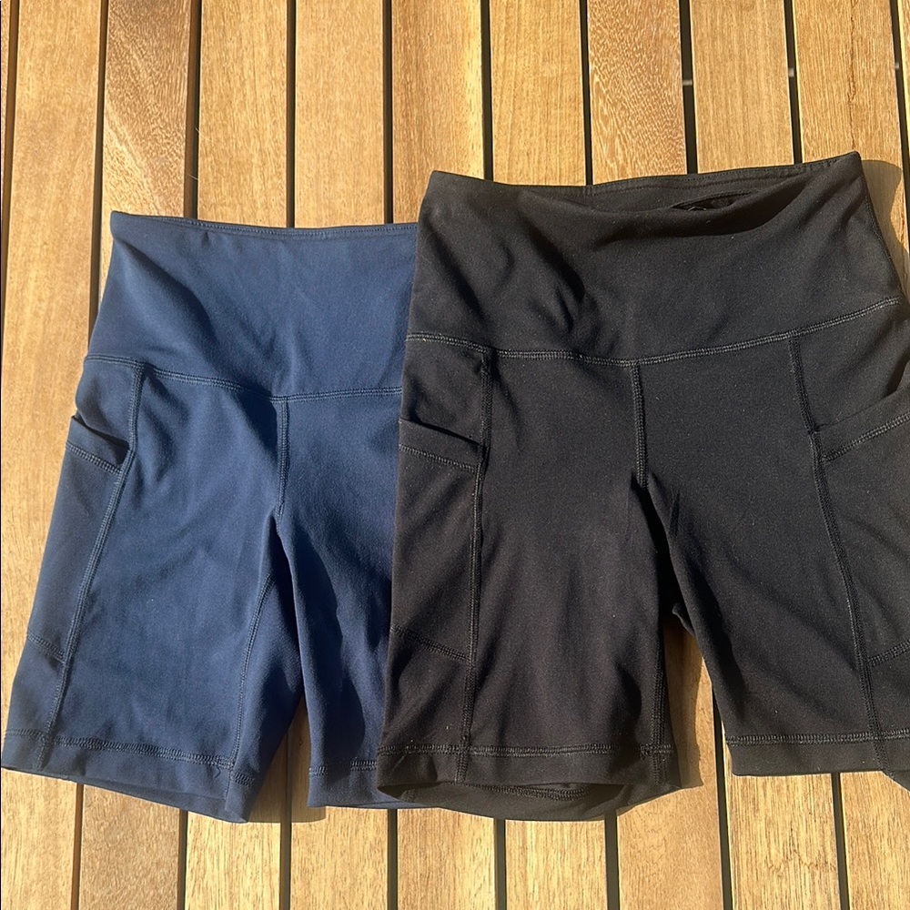 Women's Black and Blue Shorts